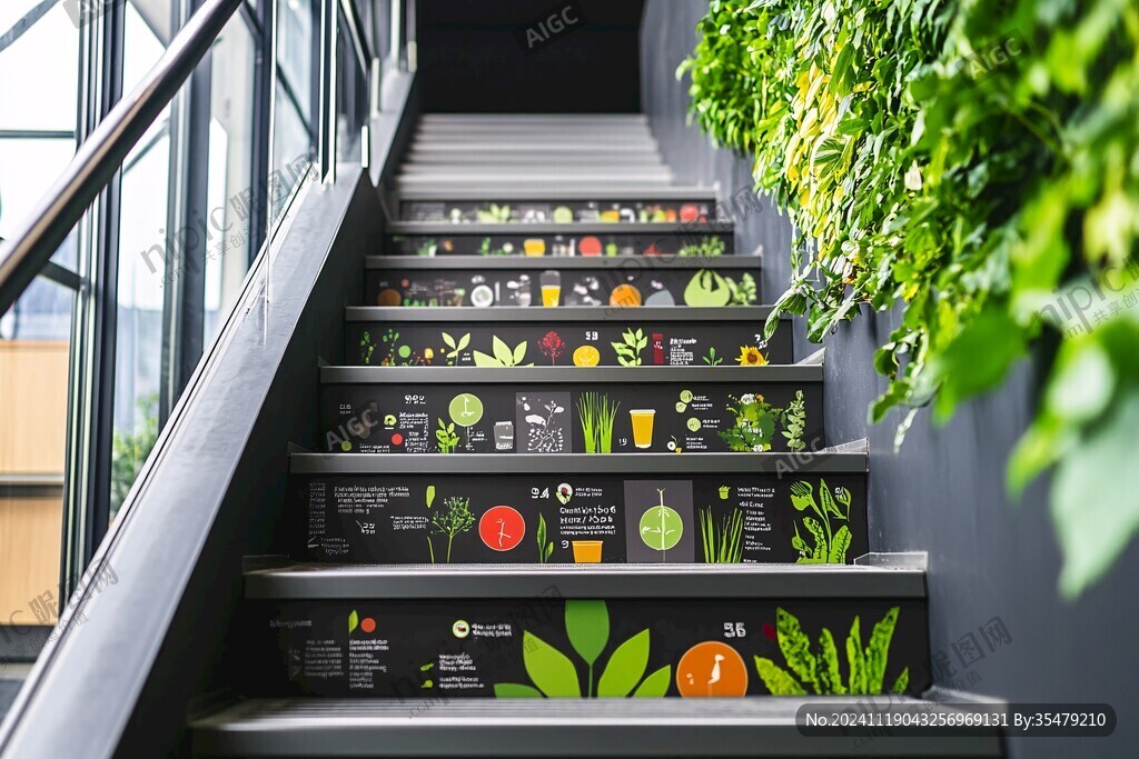 健康食堂阶梯墙