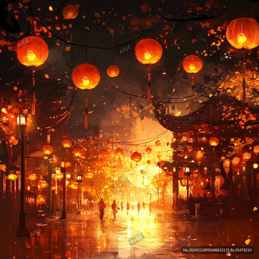 文艺古风灯笼群