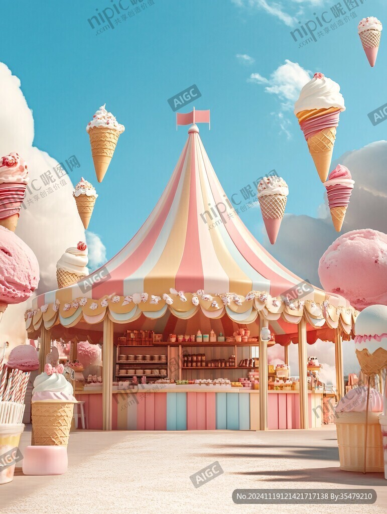 冰激凌摊位效果图