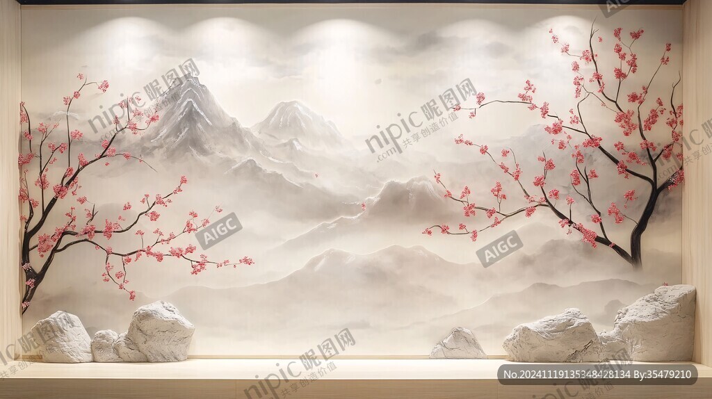 古风山水装饰墙