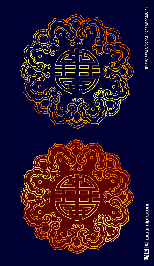 矢量烫金色金银器纹样