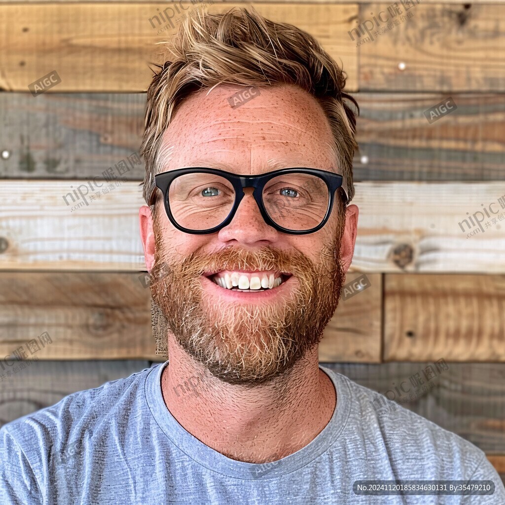 戴眼镜微笑人物