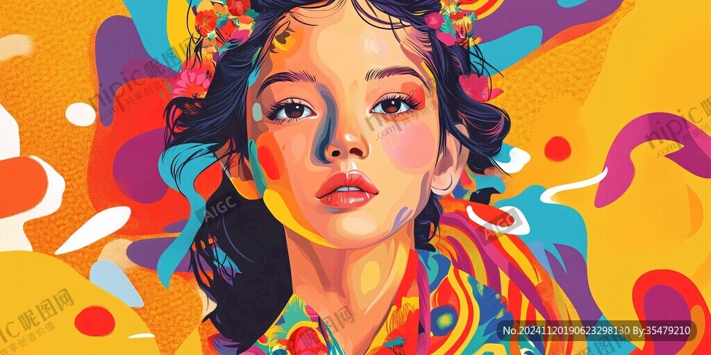 潮流插画美女人物插画