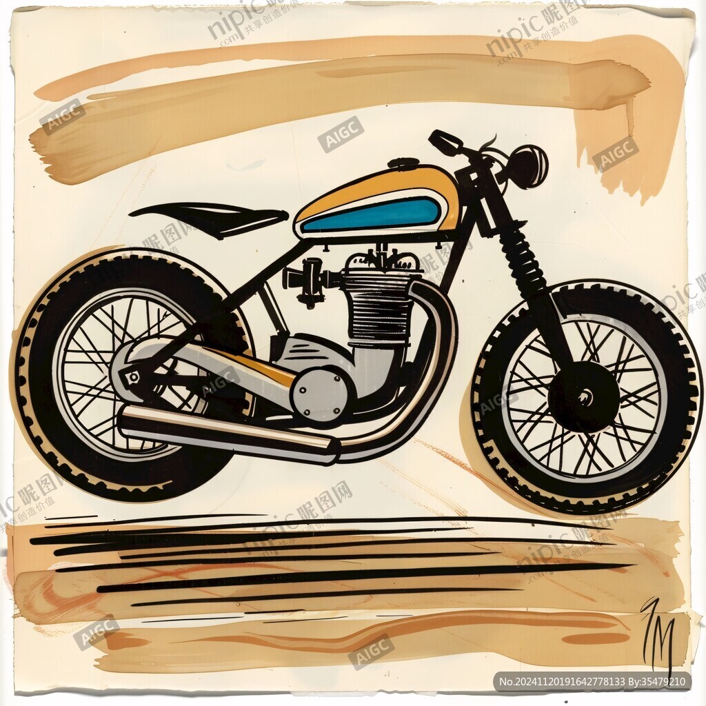 手绘摩托