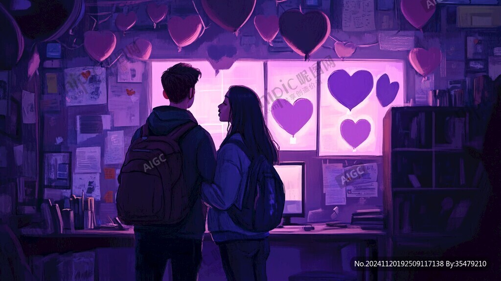 浪漫情侣插画背景