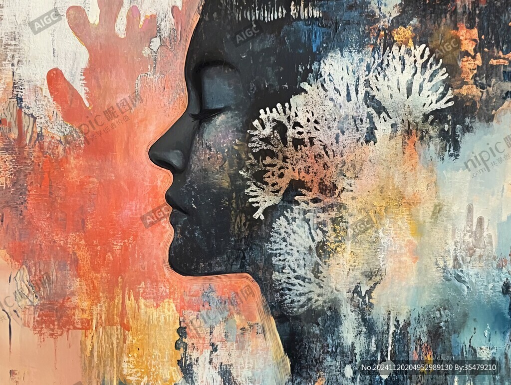 唯美抽象画水彩画女人