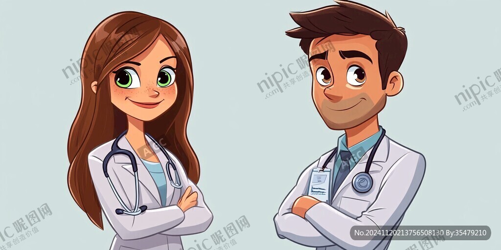 卡通男女医生