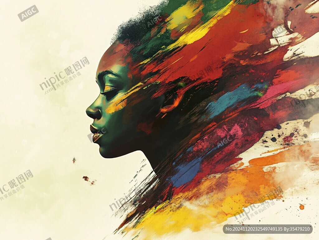 唯美抽象画水彩画女人