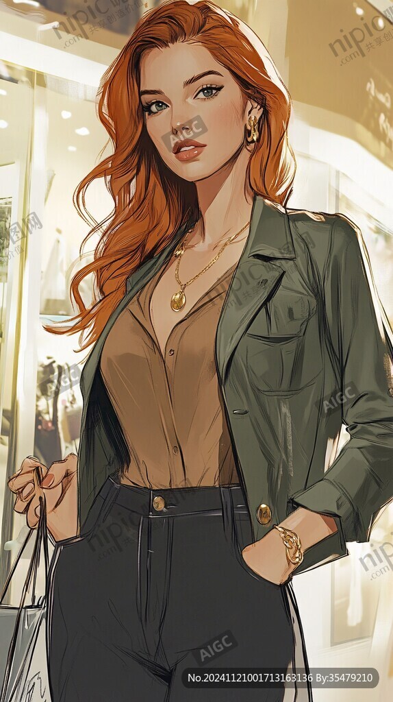 潮流插画美女人物插画