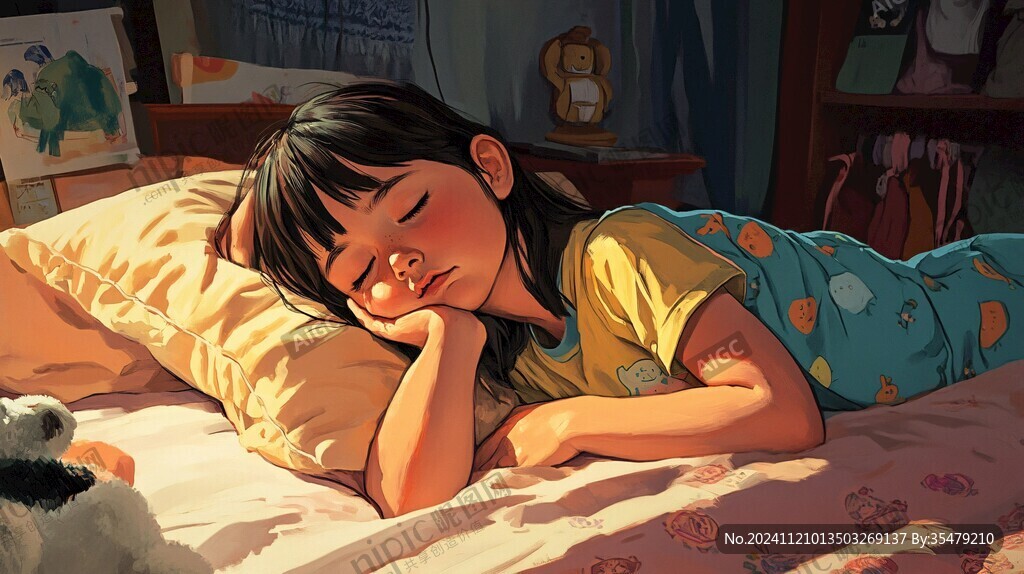 治愈系女孩睡觉春困