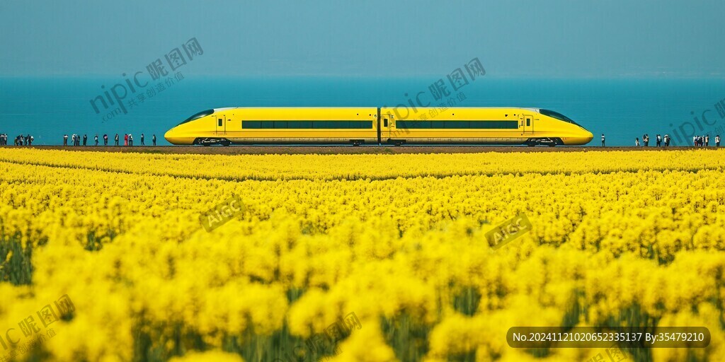 一列火车油菜花