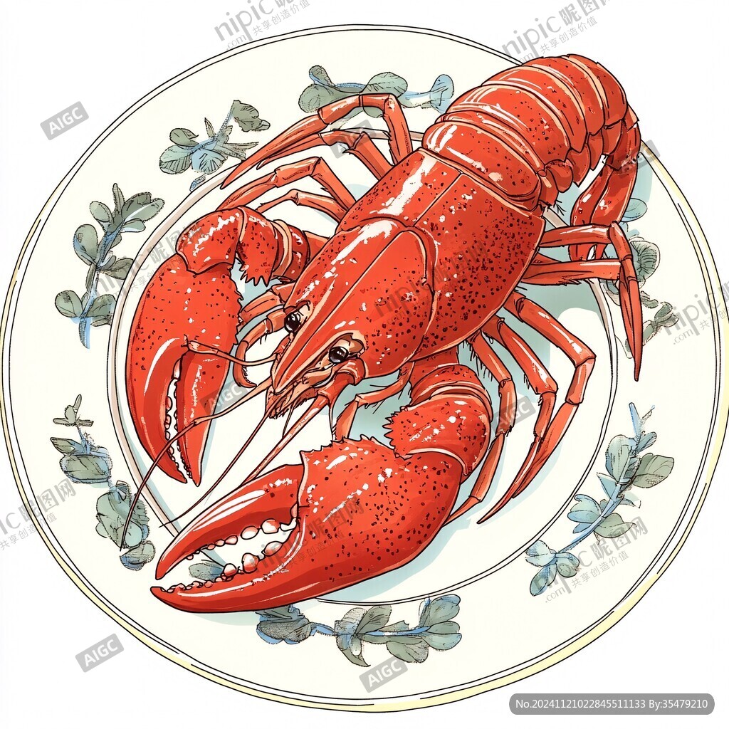 写实小龙虾手绘