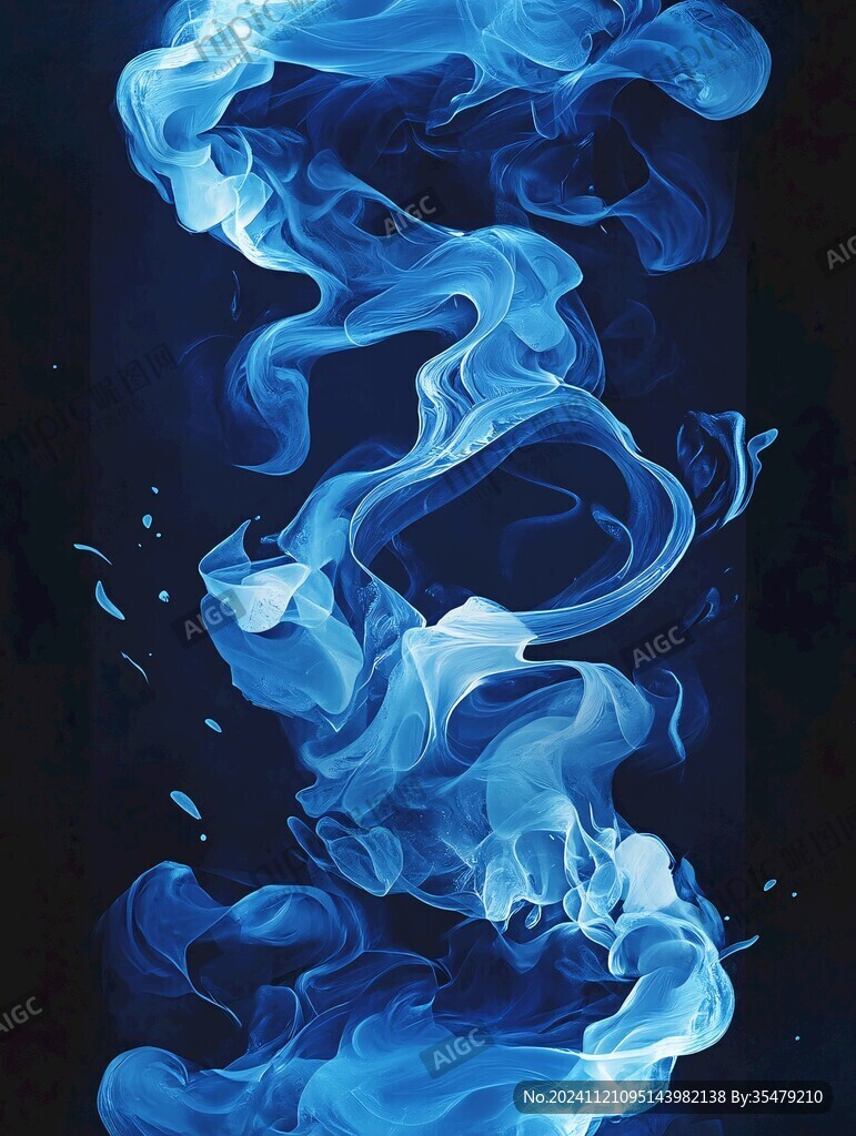 蓝色线条烟雾波浪