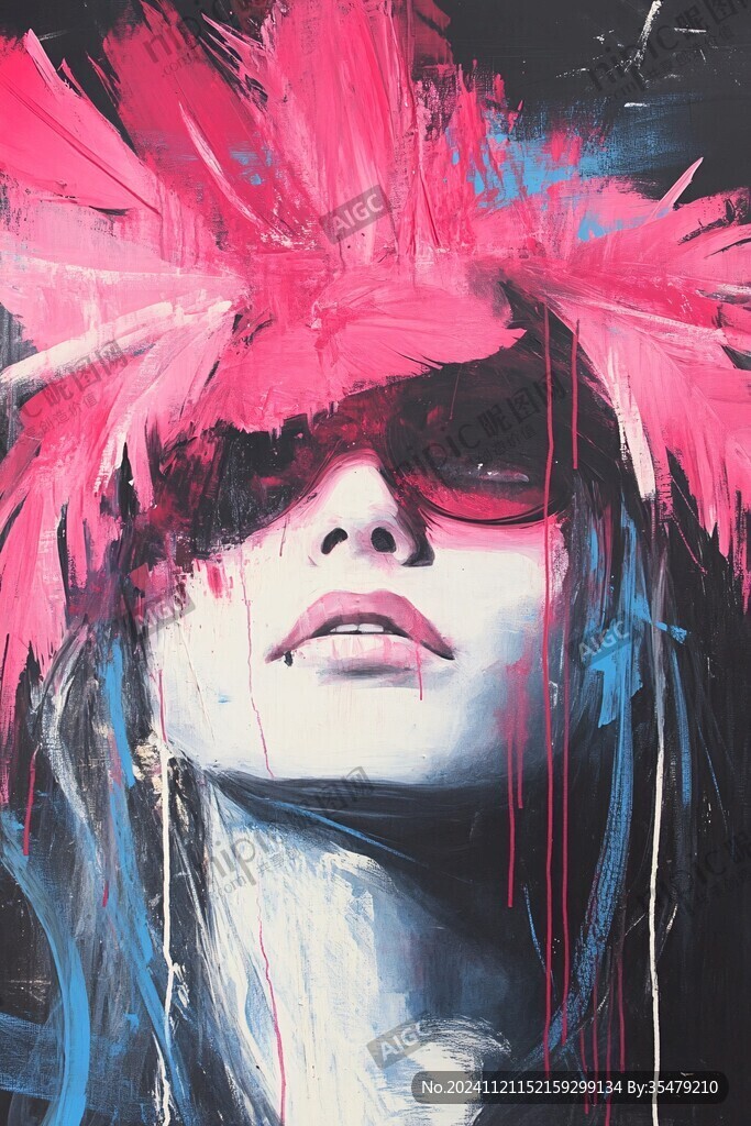 唯美抽象画水彩画女人