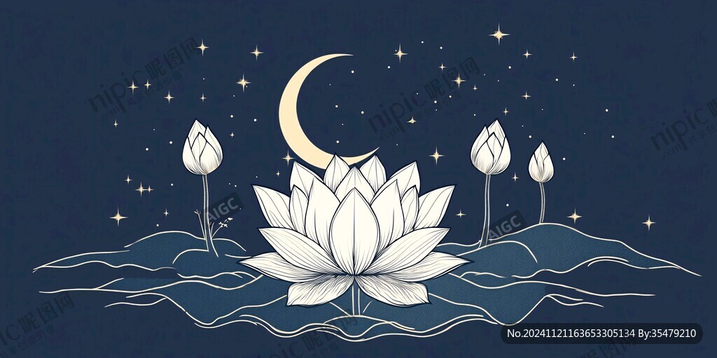 月色中的水浮莲