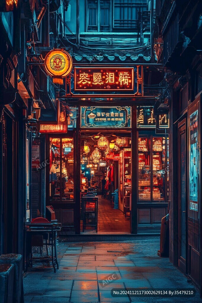 烟酒茶铺夜景