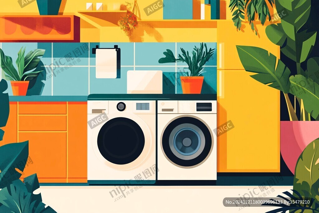洗衣服插画
