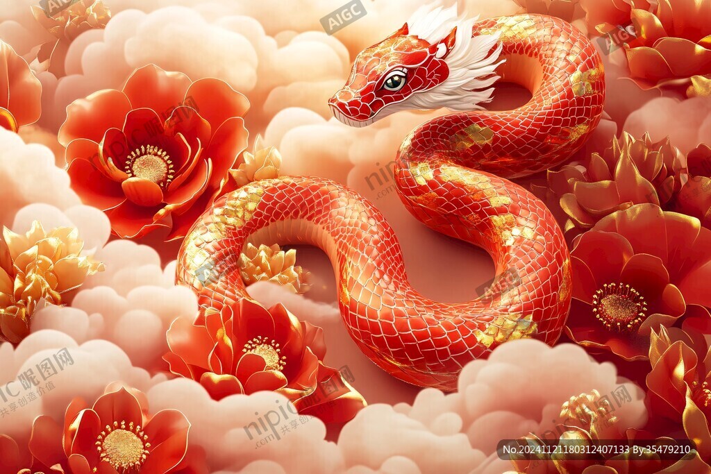 蛇年报春主题春节插画