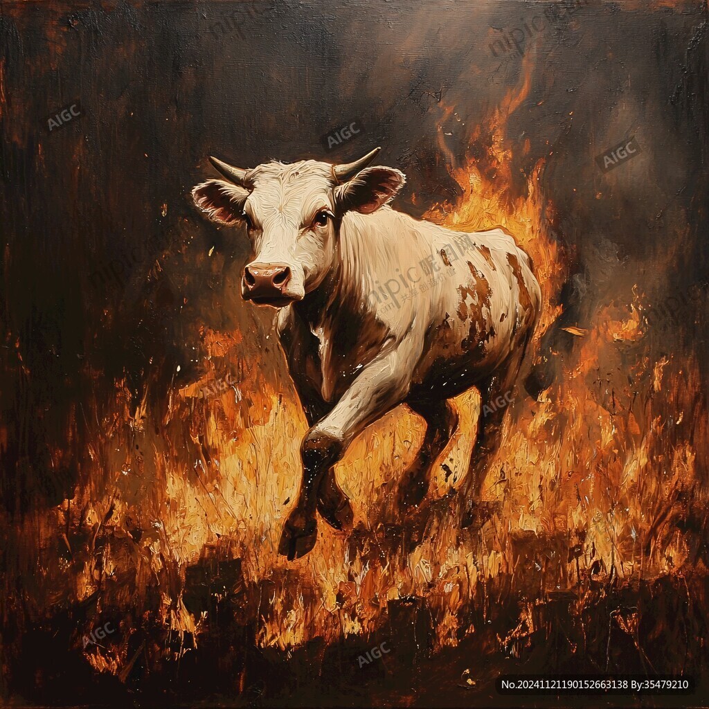 油画牛