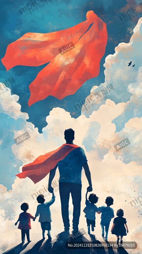 父亲节插画之爸气十足