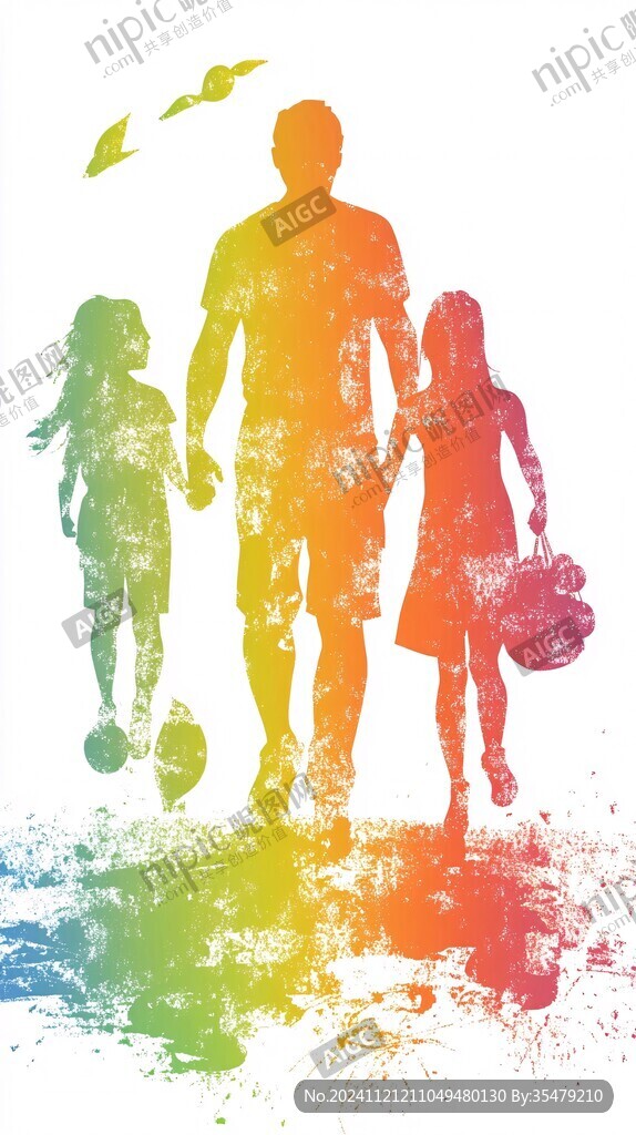 健康一家人剪影