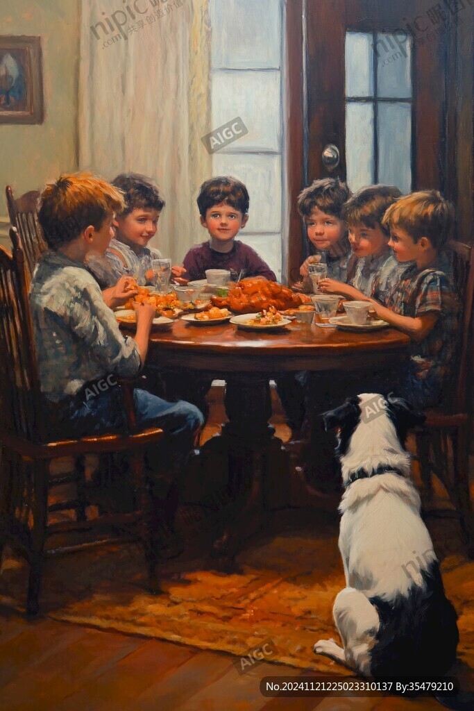 西方人聚餐场景