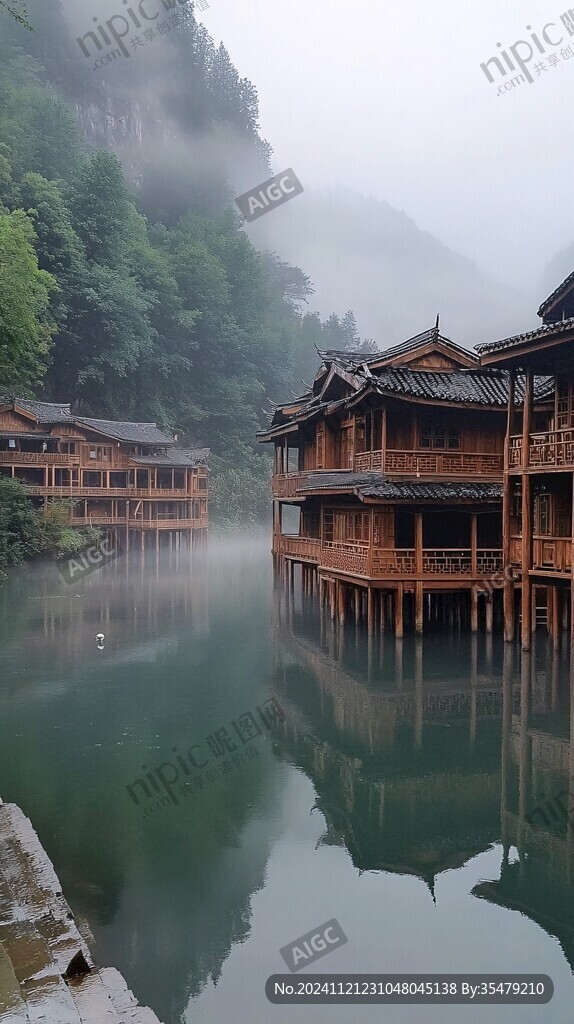 烟雨朦胧湘西风光