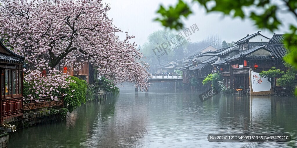 江南雨天美景