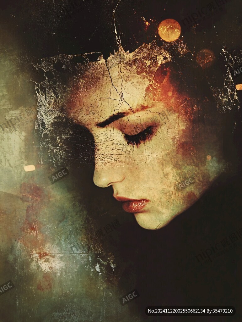 唯美抽象画水彩画女人