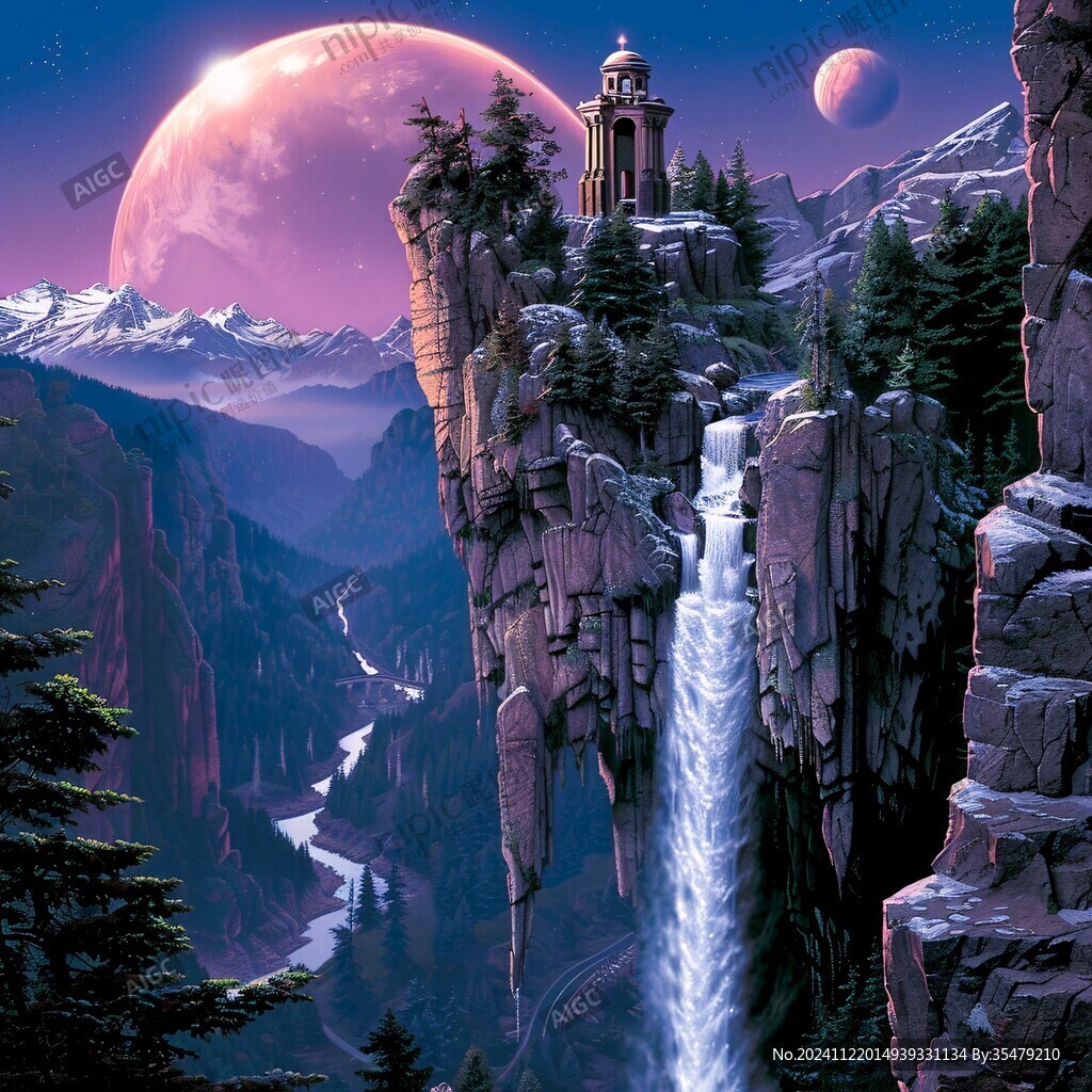 山水深渊建筑立体画