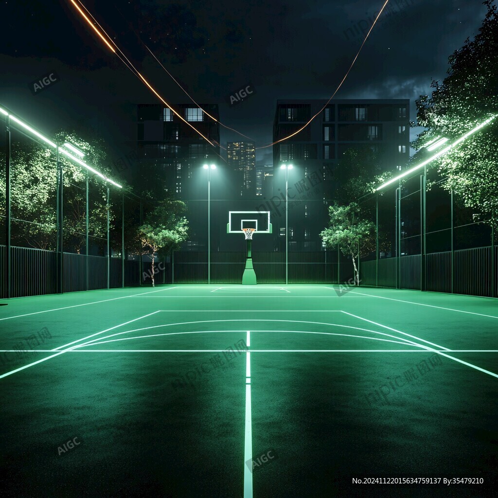 篮球场夜景