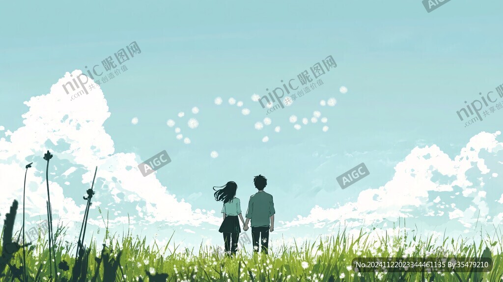 浪漫情侣插画背景