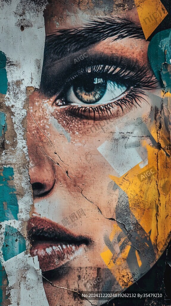 人脸色块拼接装饰画