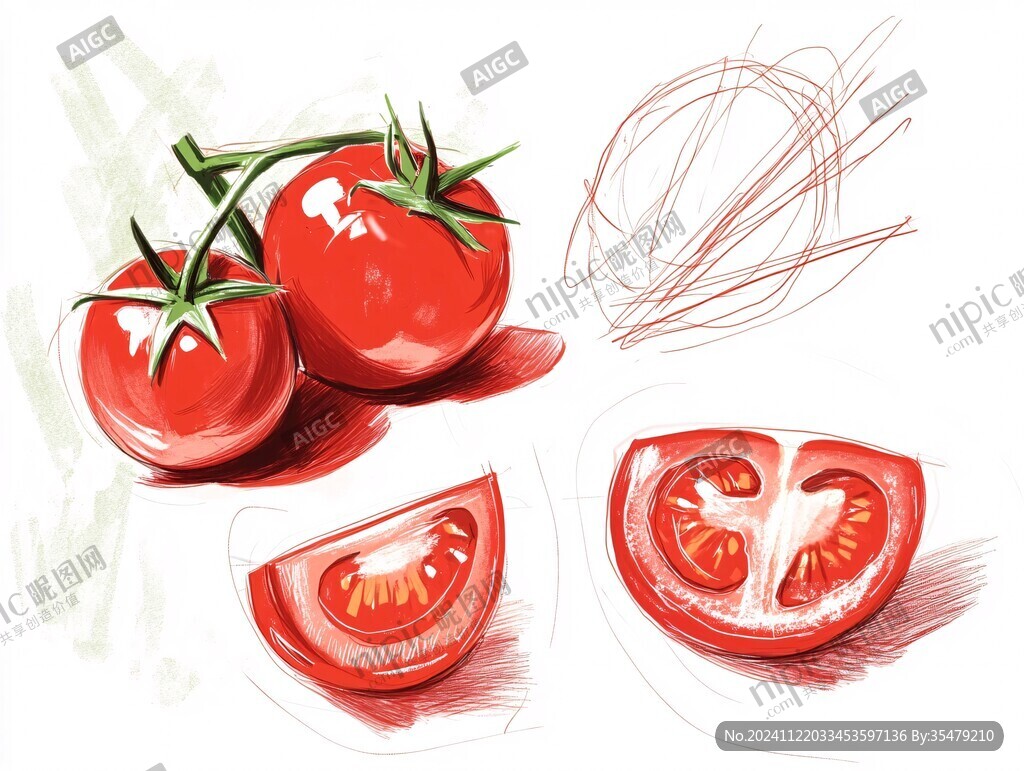 西红柿手绘效果
