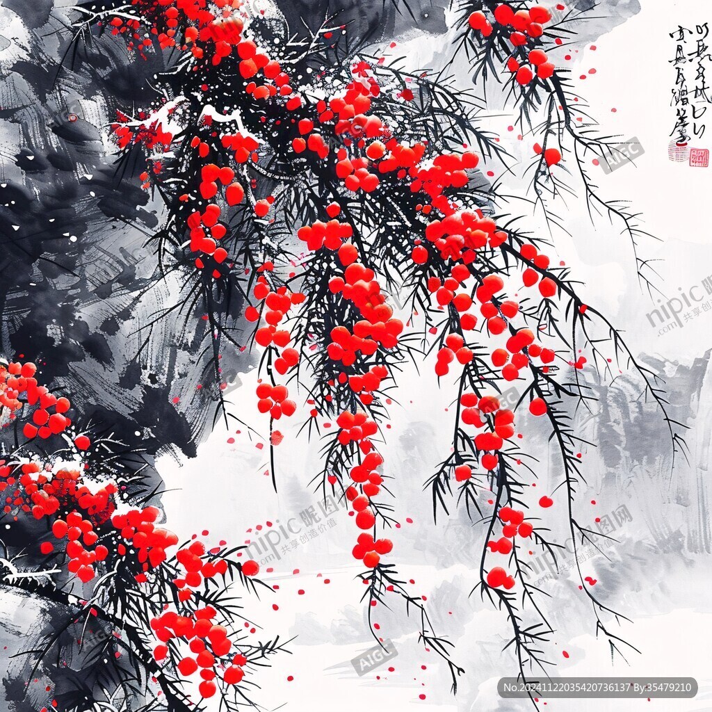 岁寒三友喜上眉梢