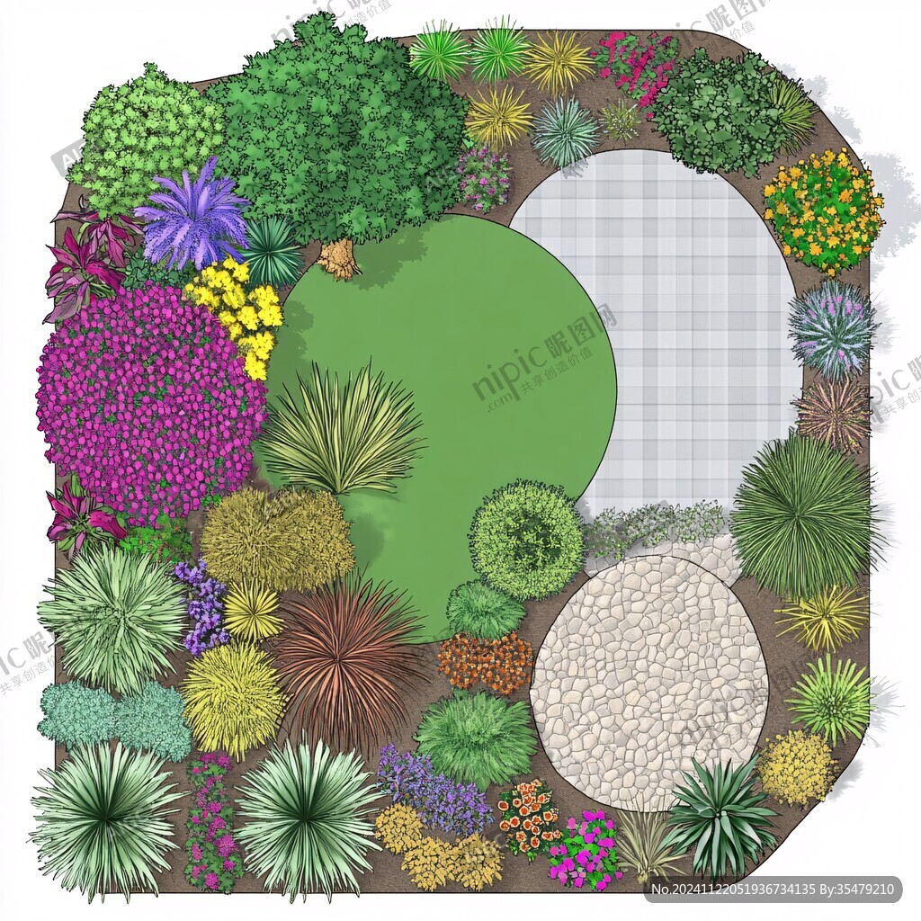 手绘植物组团彩平