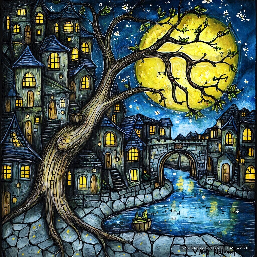 梦幻夜晚立体画