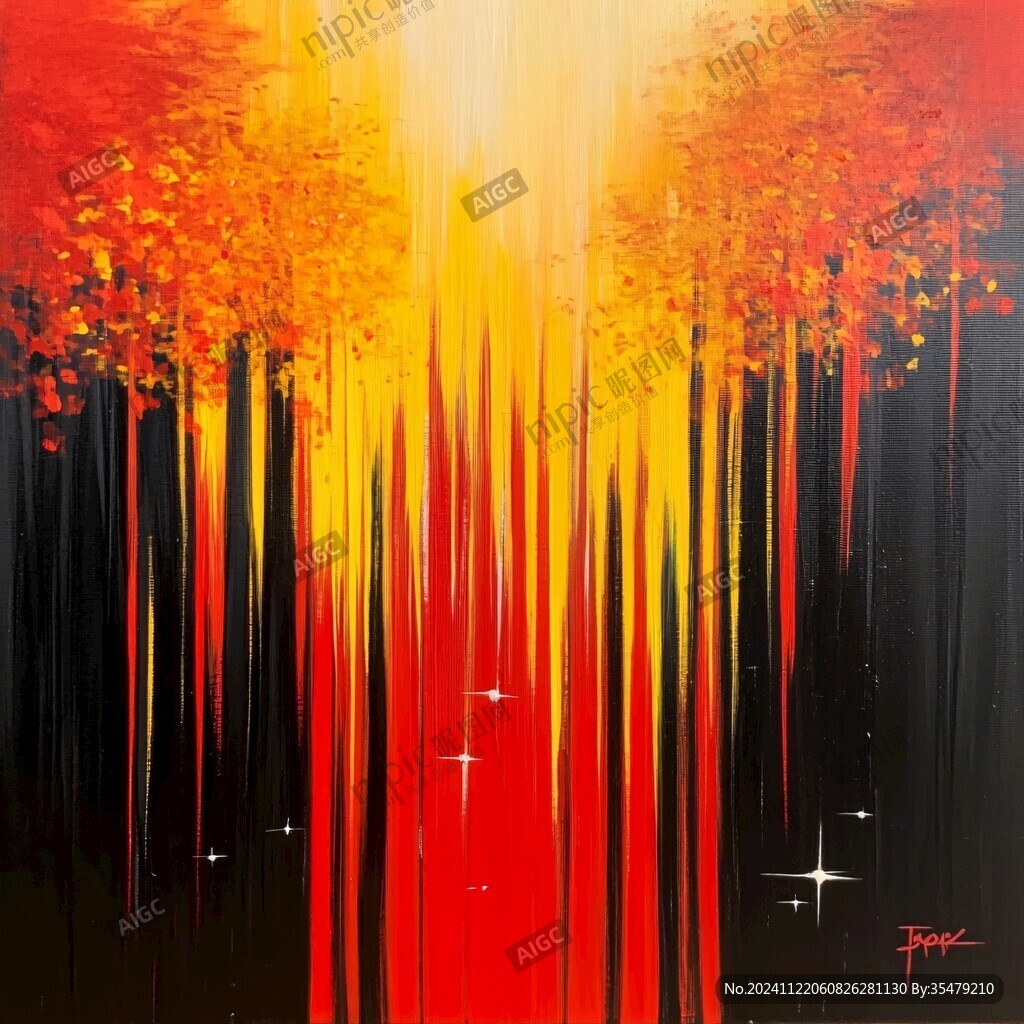 现代画家居饰画树梦幻