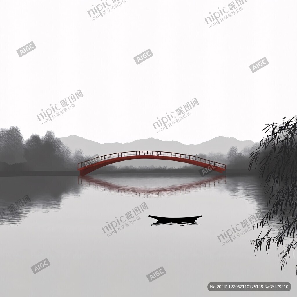 水墨画桥