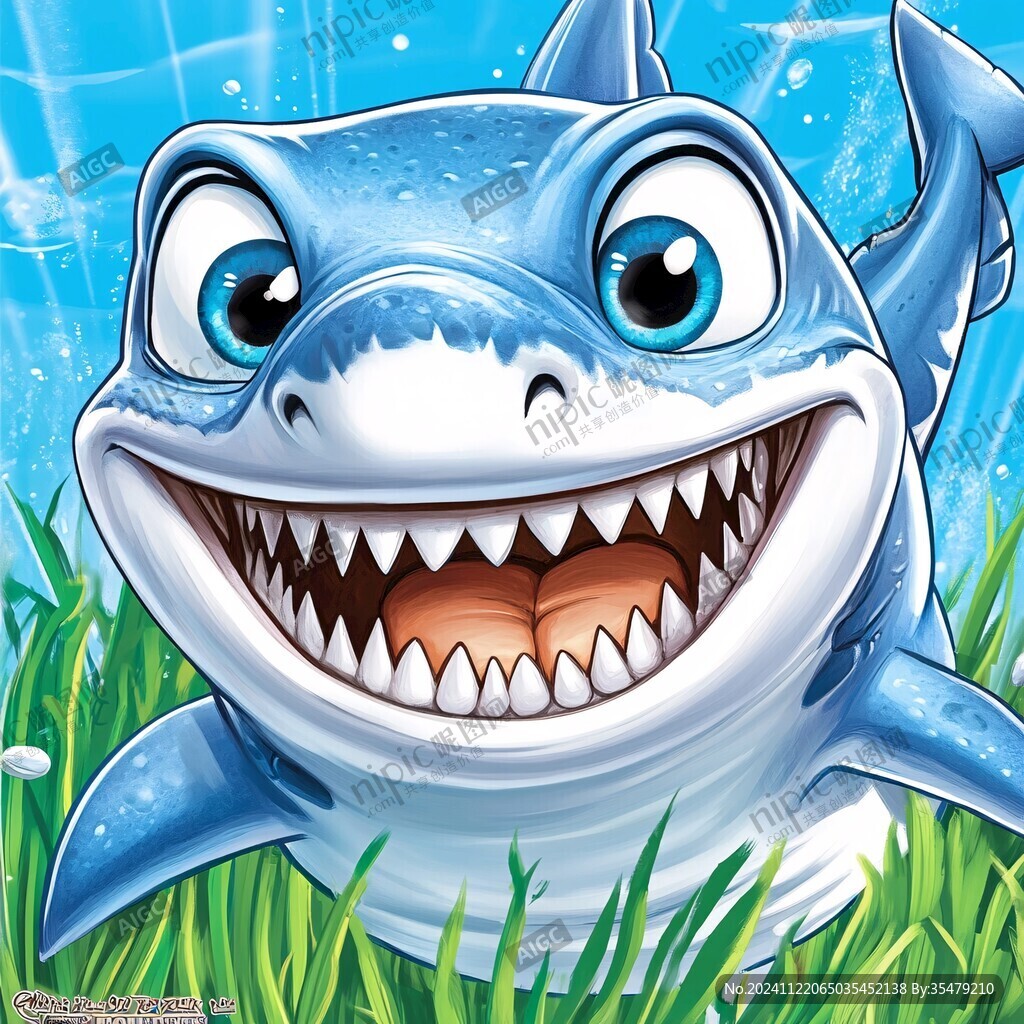 卡通鲨鱼立体画