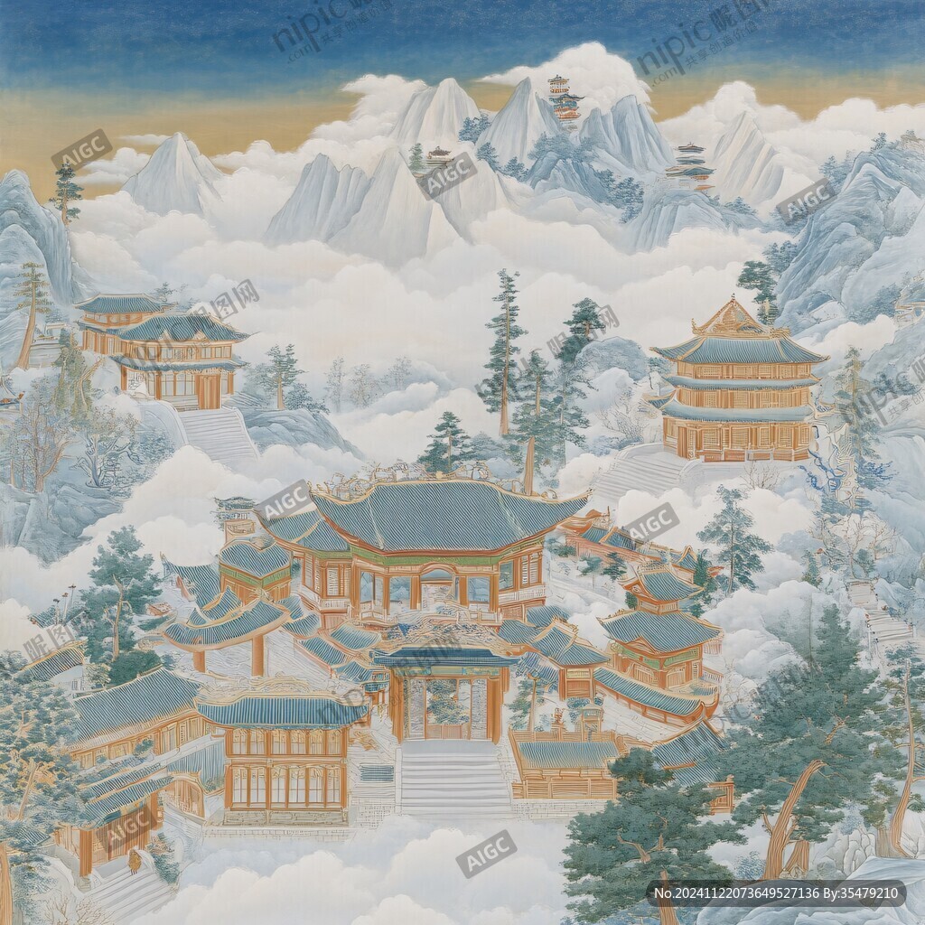 北欧美式天宫风景画