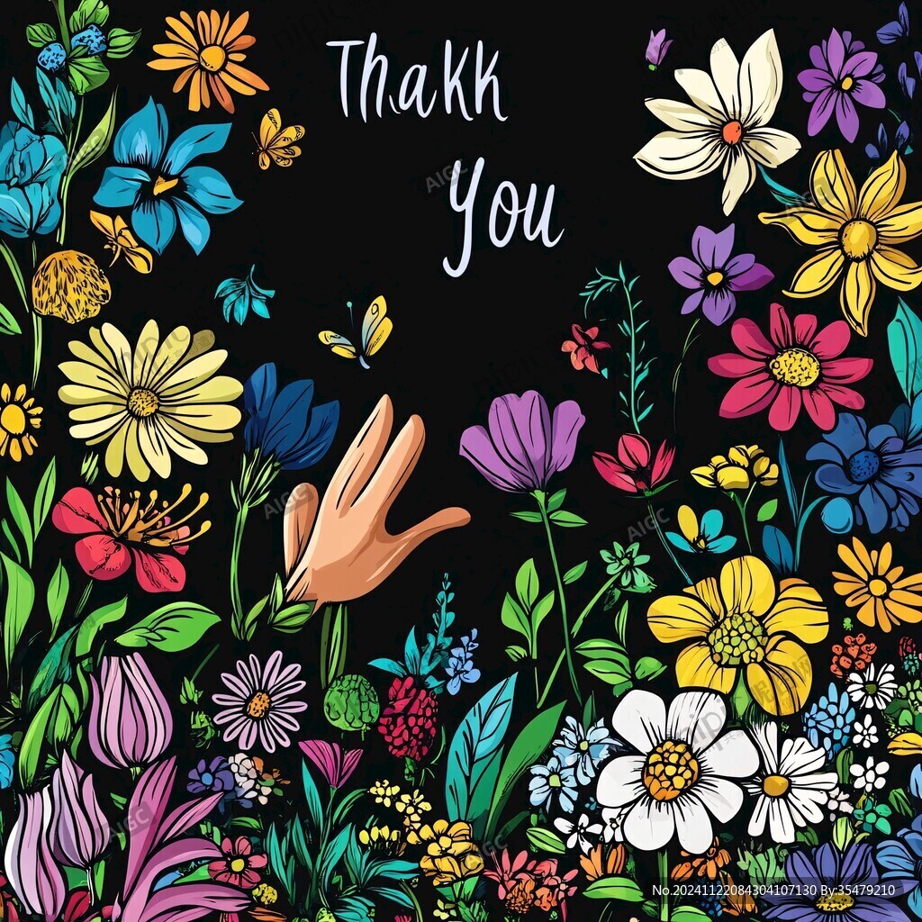 手绘彩色花背景海报