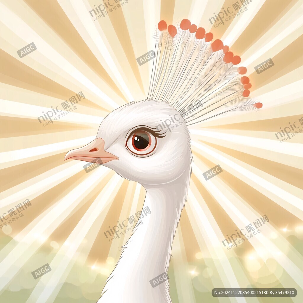 原创卡通白鹤形象