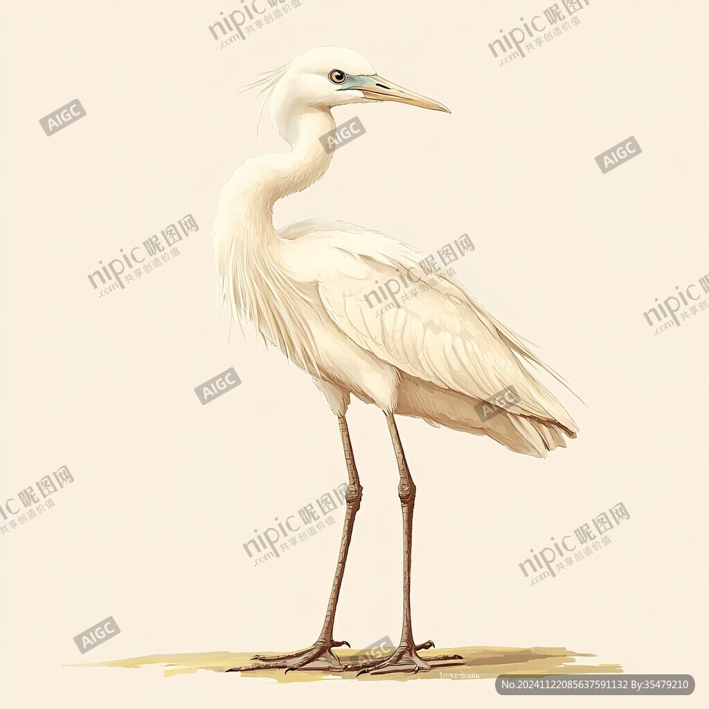 原创卡通白鹤形象