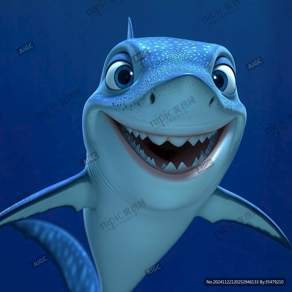 卡通鲨鱼立体画