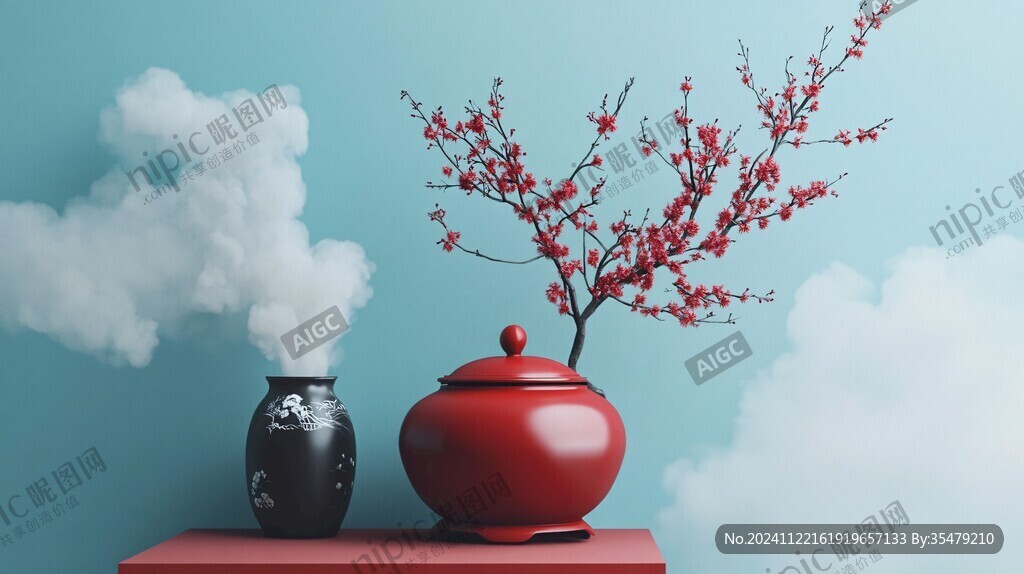 红色新中式花艺