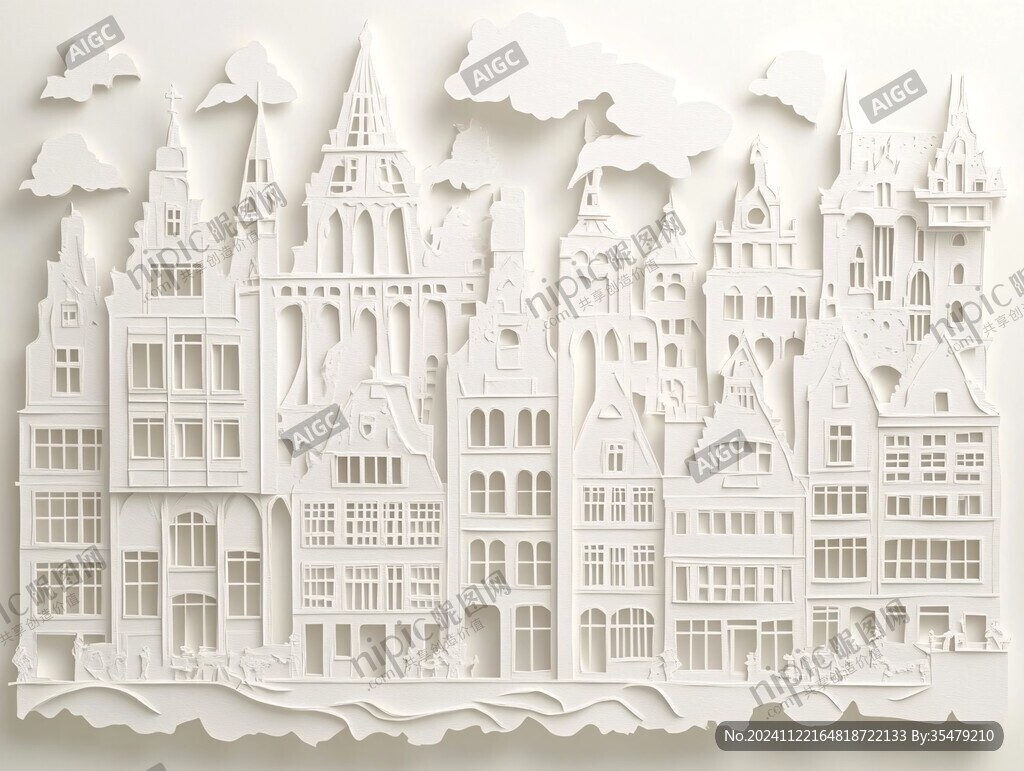 白色剪纸城市