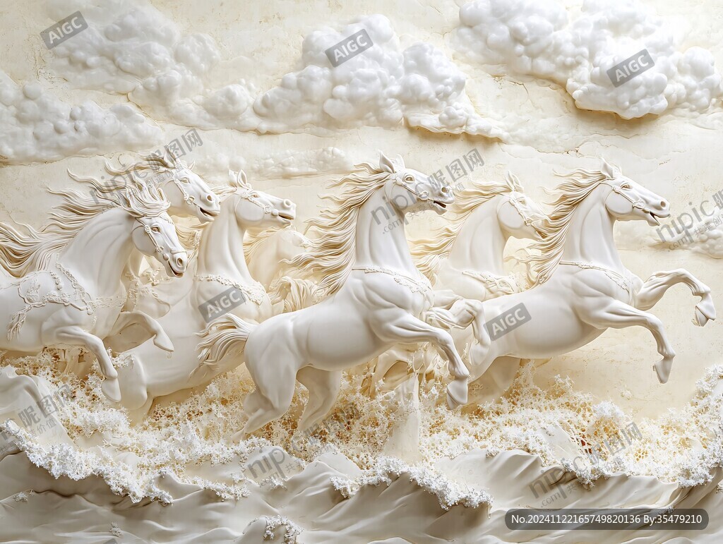 3d浮雕马装饰画