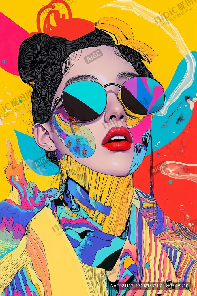 潮流插画美女人物插画