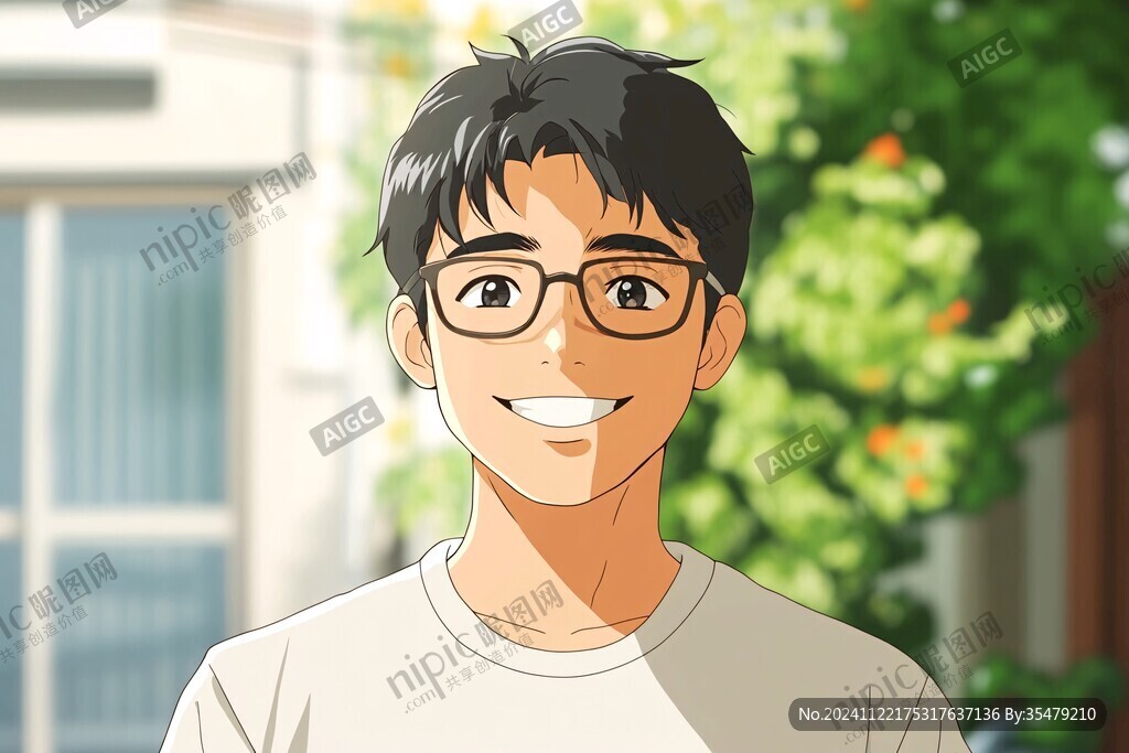 戴眼镜微笑人物